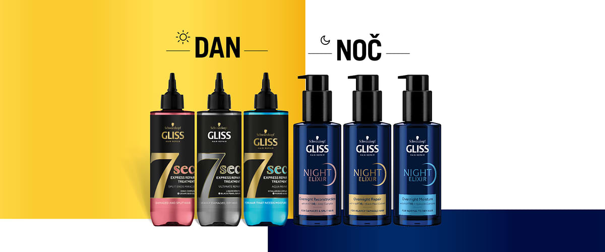 Gliss 7sec & Gliss Repair Night Elixir: Odkrijte skrivnost čudovitih las