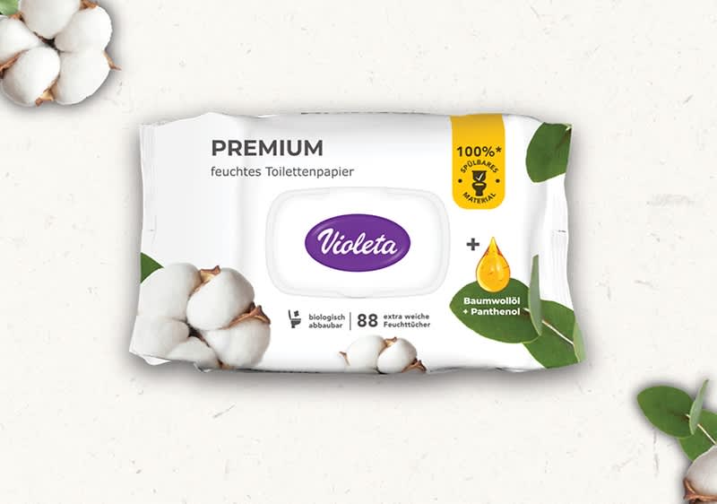 Vlažni toaletni papir Violeta Premium Cotton Oil