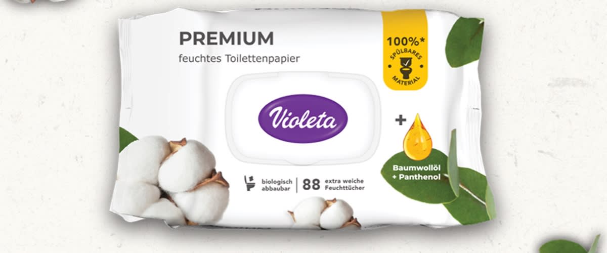 Vlažni toaletni papir Violeta Premium Cotton Oil