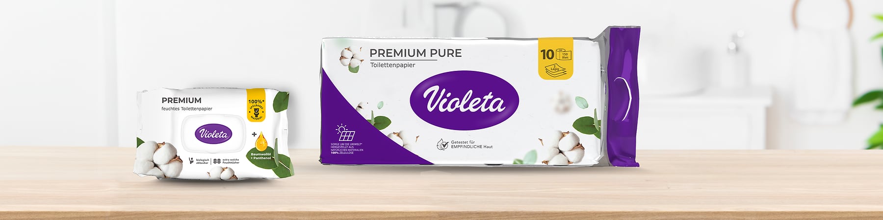 Vlažni toaletni papir Violeta Premium Cotton Oil