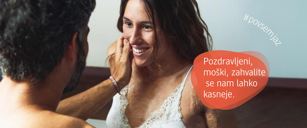 Ženska v beli majici, besedilo Pozdravljeni, moški, zahvalite se nam lahko kasneje