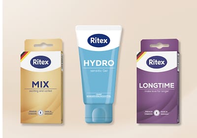 Paketi kondomov Ritex Mix in Longtime ter gel Ritex Hydro