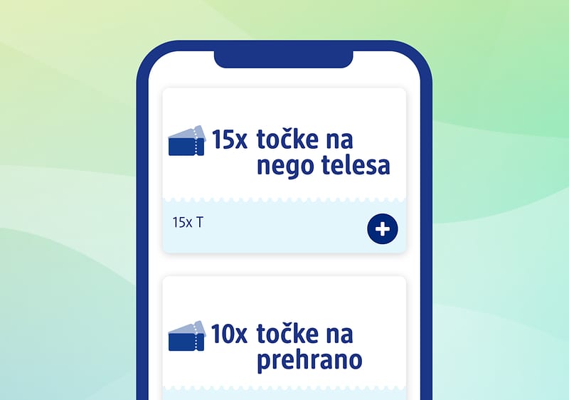 Alt-Text Mobilna aplikacija s točkami za nego telesa in prehrano