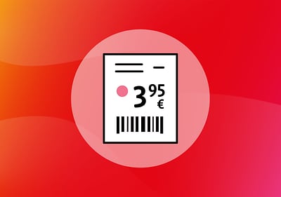 Alt-Text Cena 3,95 € na rdečem ozadju