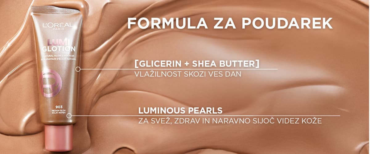Krema za obraz L'Oreal z glicerinom, shea maslom in bisernim sijajem za vlažnost ter sijoč videz kože