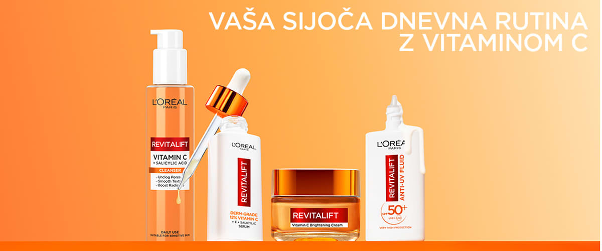 Izdelki za nego kože z vitaminom C znamke L'Oreal Revitalift