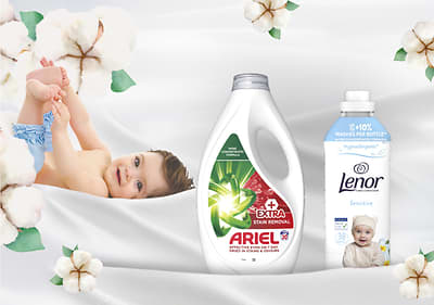 Dojenček in izdleki Ariel in Lenor