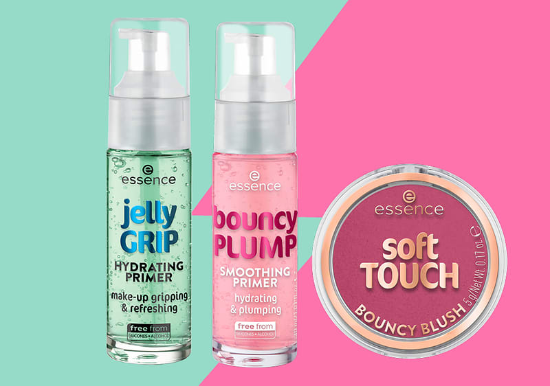 Alt-Text Essence kozmetika: jelly GRIP primer, bouncy PLUMP primer, soft TOUCH blush