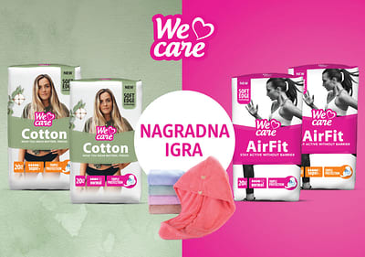 Nagradna igra s paketom vložkov We Care Cotton in AirFit ter brisačami