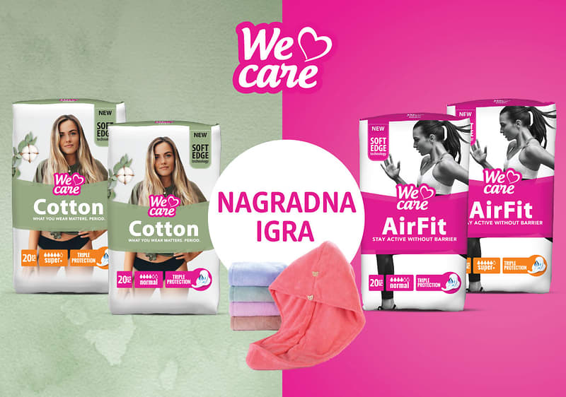 Nagradna igra s paketom vložkov We Care Cotton in AirFit ter brisačami