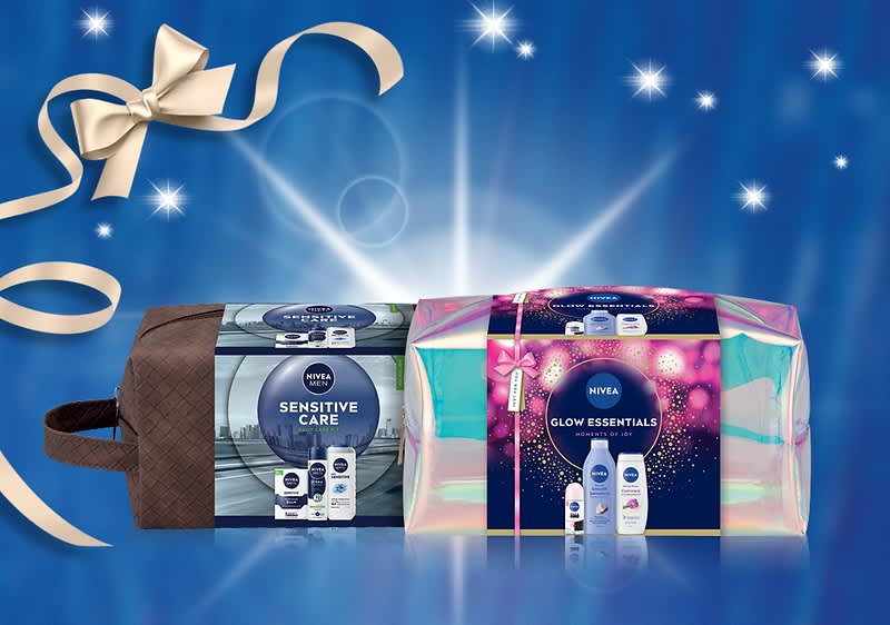 Darilni seti Nivea na modrem ozadju z zvezdami in pentljo