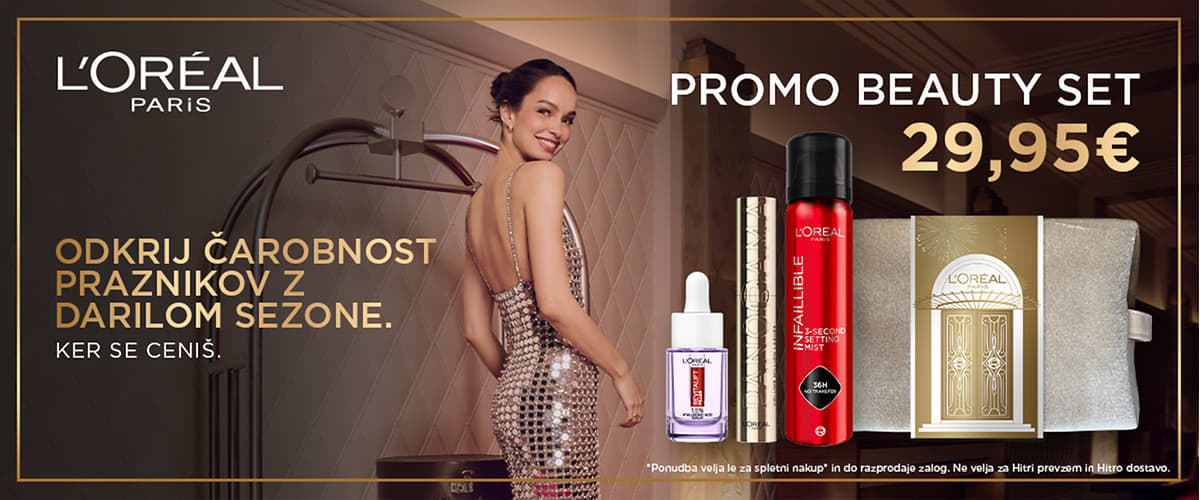 L'Oreal Paris promo beauty set z darilom sezone in kozmetičnimi izdelki