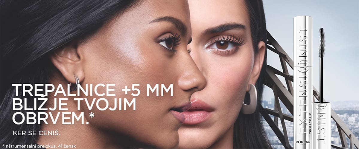 Alt-tekst: Maskara L'Oreal Telescopic z žensko v ozadju.