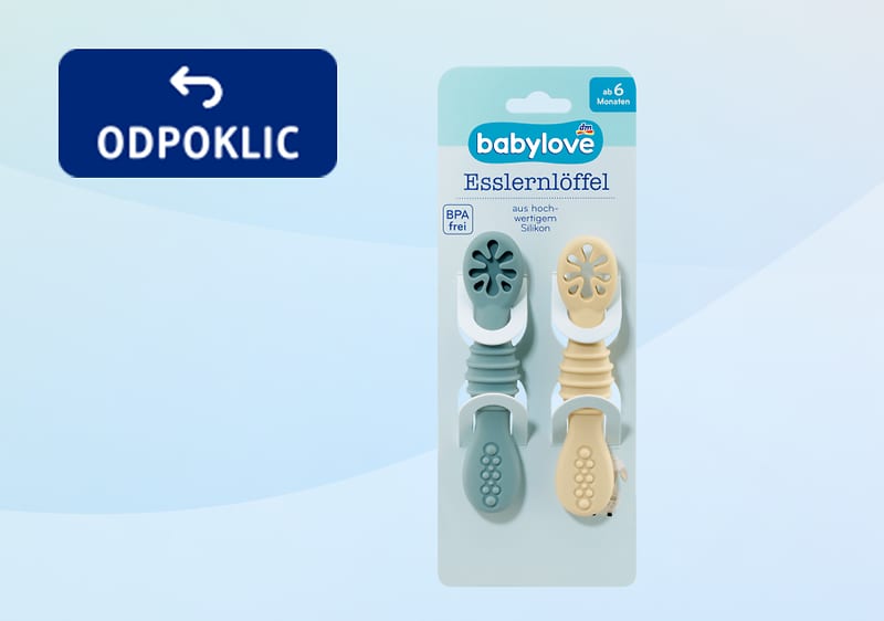 dpoklic izdelka babylove žlička za učenje samostojnega hranjenja iz silikona