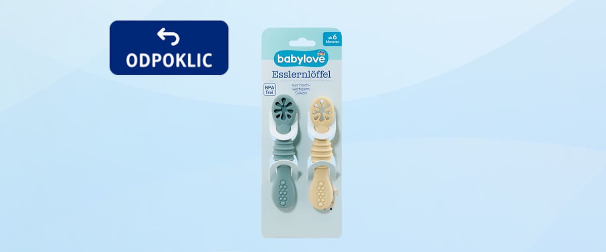 dpoklic izdelka babylove žlička za učenje samostojnega hranjenja iz silikona