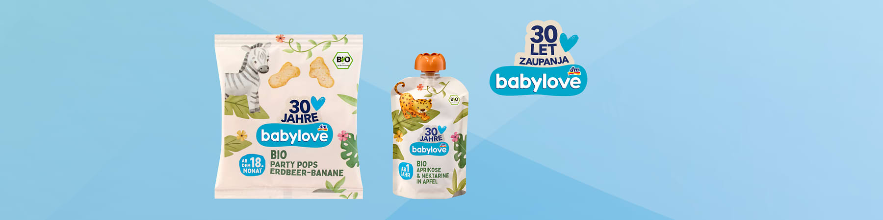 Babylove bio otroški prigrizek piškotki in sadno pire pakiranje