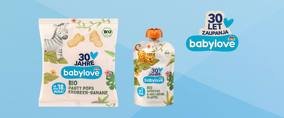 Babylove bio otroški prigrizek piškotki in sadno pire pakiranje
