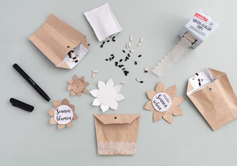 Blumensamen in Tetrapak-Tüten