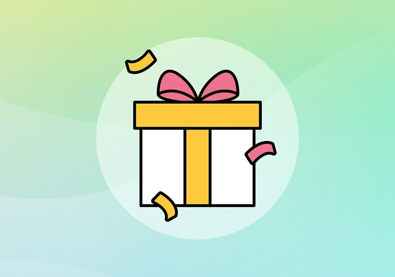 Buntes Geschenk mit Konfetti