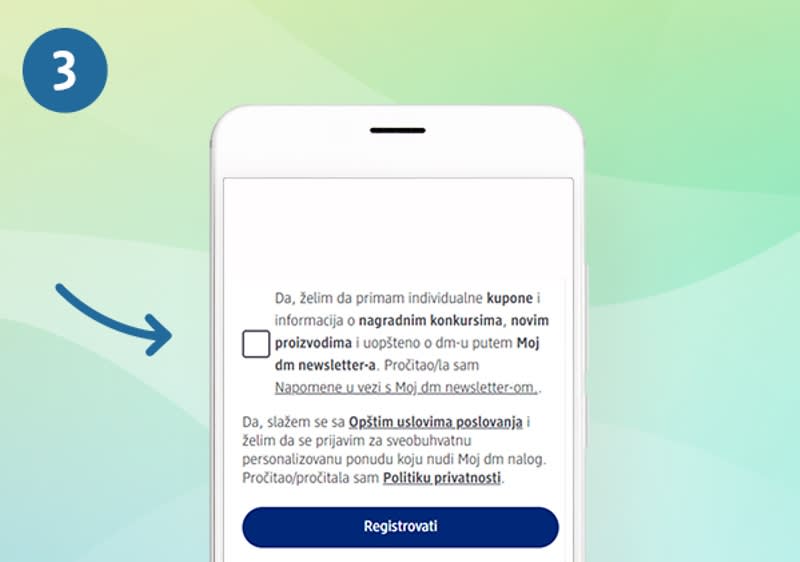 Schritt 3: Screen Registrierung Häkchen