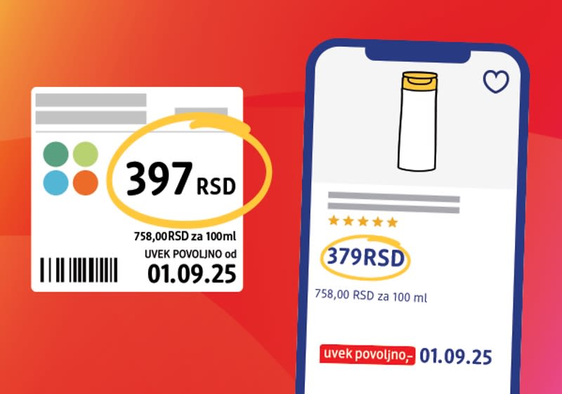 Preisschild im Laden und Smartphone mit Preisvergleich