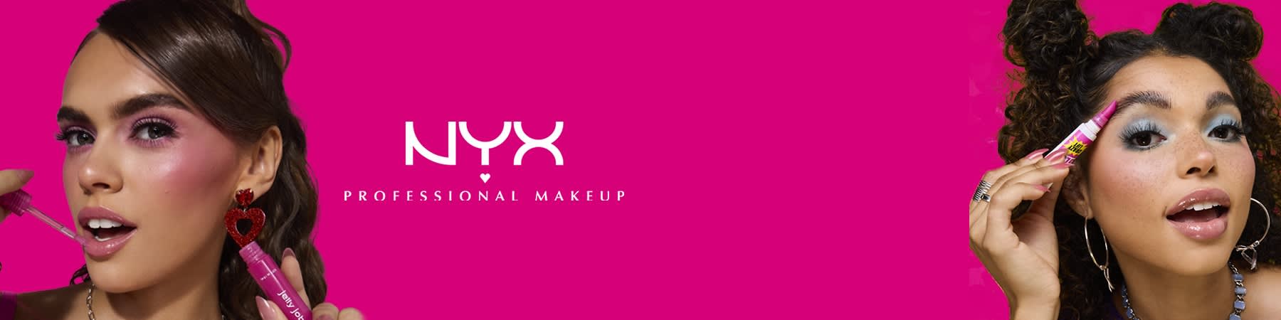 Slika koja prikazuje NYX logo sa natpisom Professional Makeup na pink pozadini