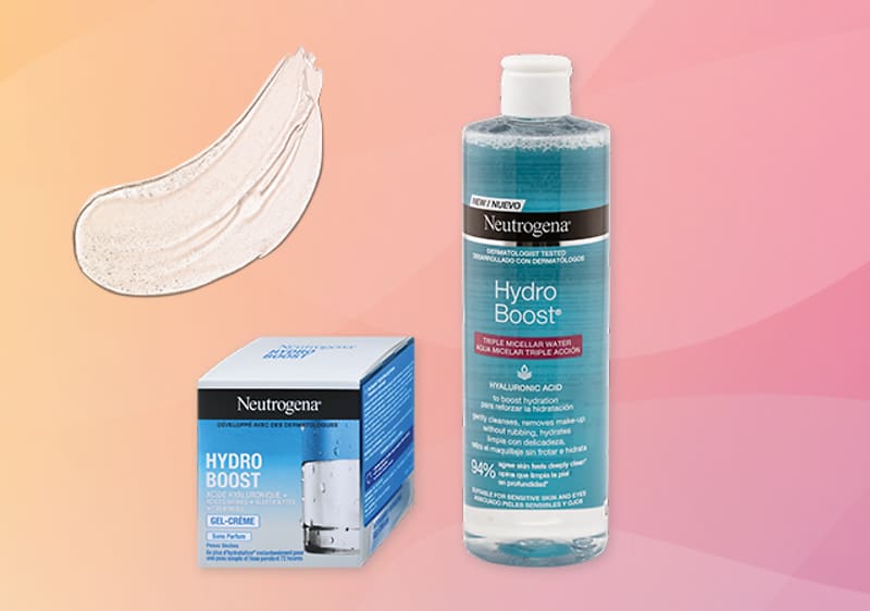 Slika koja prikazuje Neutrogena Hydro Boost gel kremu i micelarnu vodu
