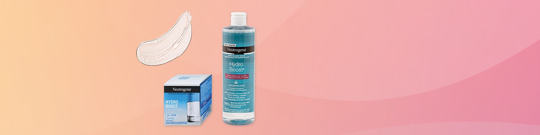 Slika koja prikazuje Neutrogena Hydro Boost gel kremu i micelarnu vodu
