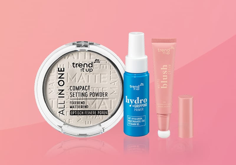 trend IT UP Produkte und Frau mit langen Haaren und Hut
