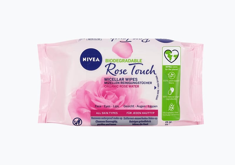 NIVEA Rose Touch влажни марамици за чистење лице, 25/1