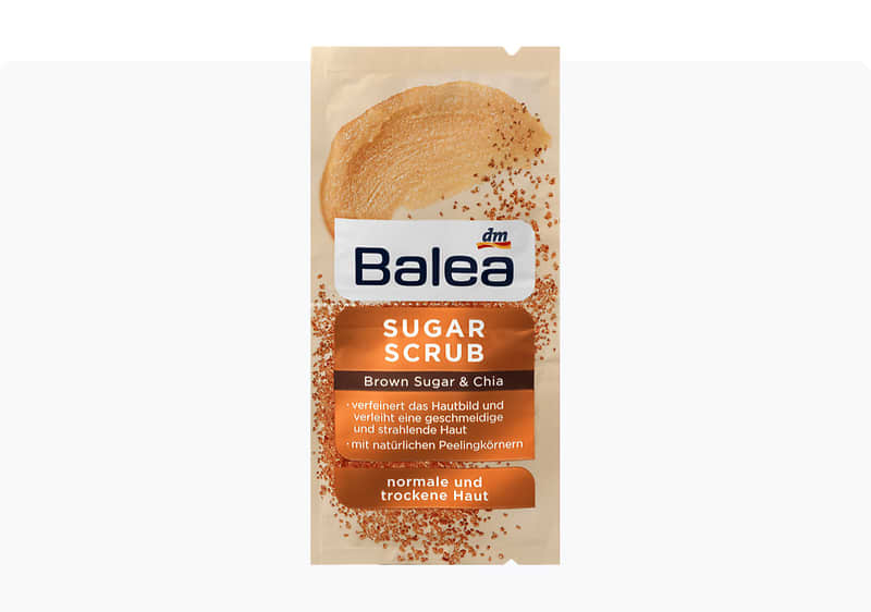 Balea шеќерен пилинг со чиа семе за нормална и комбинирана кожа, 2 х 8 мл