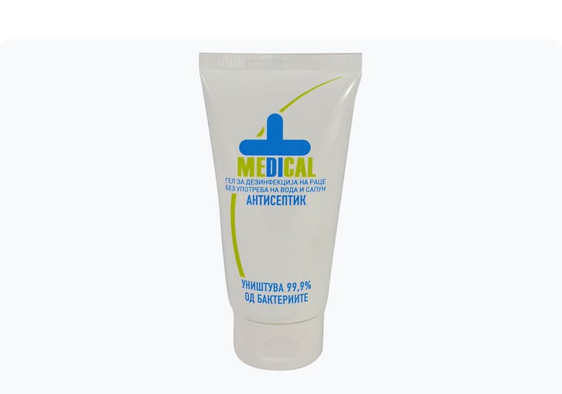 MEDICAL – антибактериски гел за дезинфекција и суво миење на раце, 75 мл