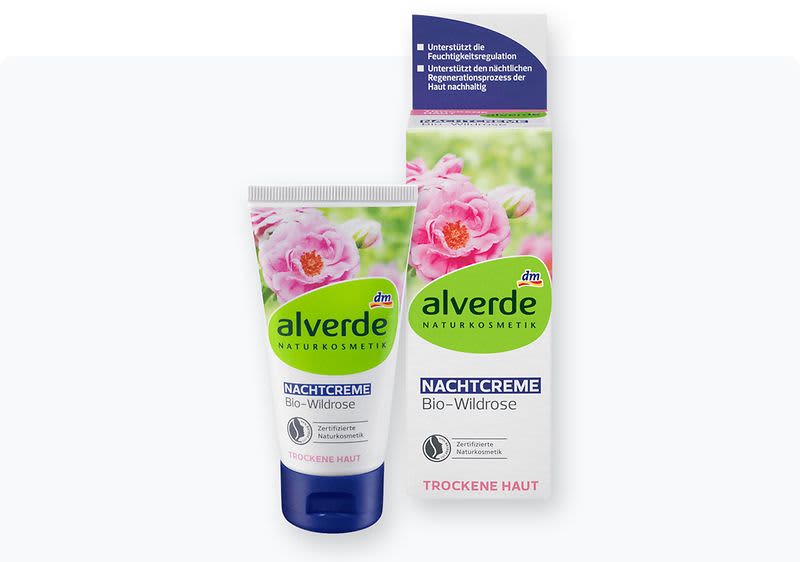 alverde ноќен крем за лице од дива роза, 50 мл