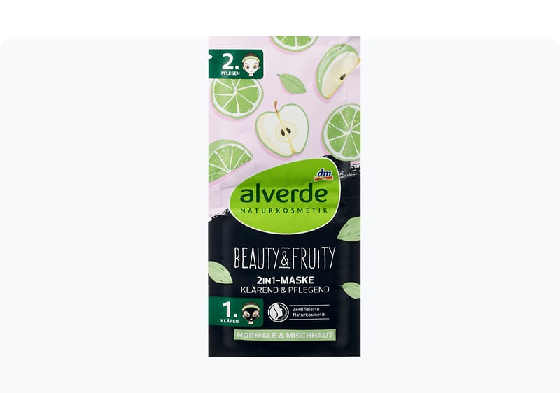 alverde BEAUTY & FRUTY маска за лице, 2x8 мл