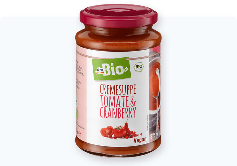 dmBio крем супа од домати и брусница 375 мл