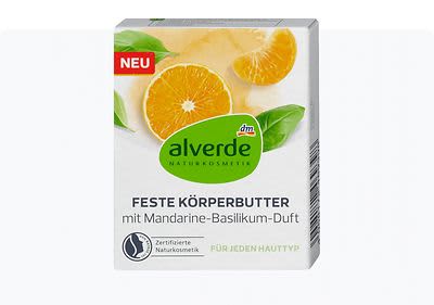 alverde тврд путер за тело, мандарина и босилек, 40 г