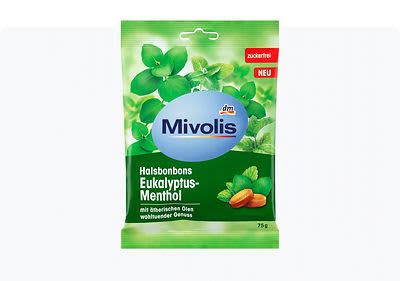 Mivolis бонбони за грло еукалиптус и ментол, 75 г